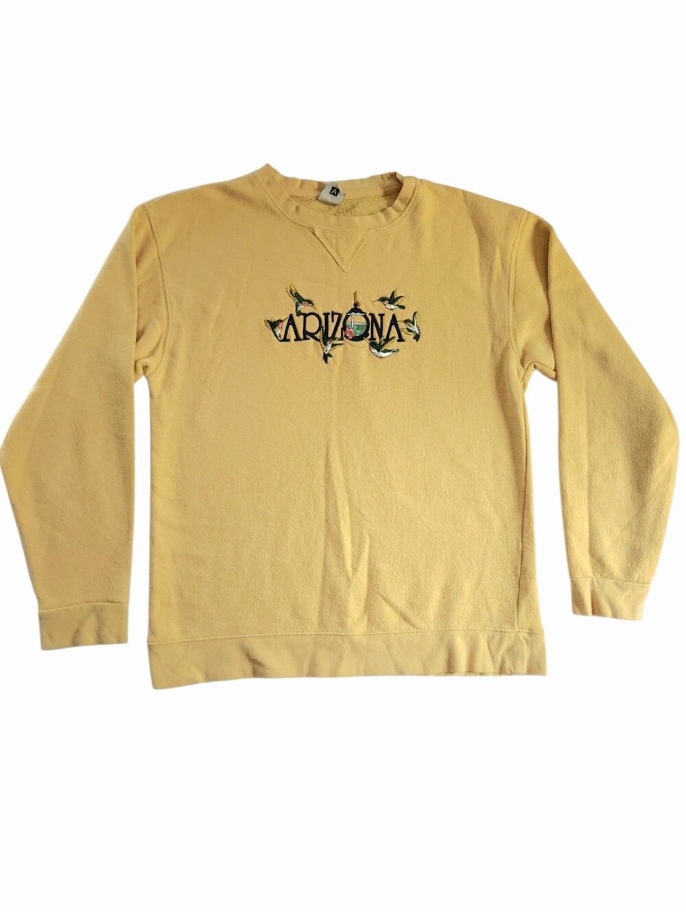 Angderson Arizona Granola Nature Pale Yellow Bird Embroidered Sweatshirt Sz M